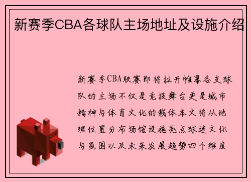 新赛季CBA各球队主场地址及设施介绍